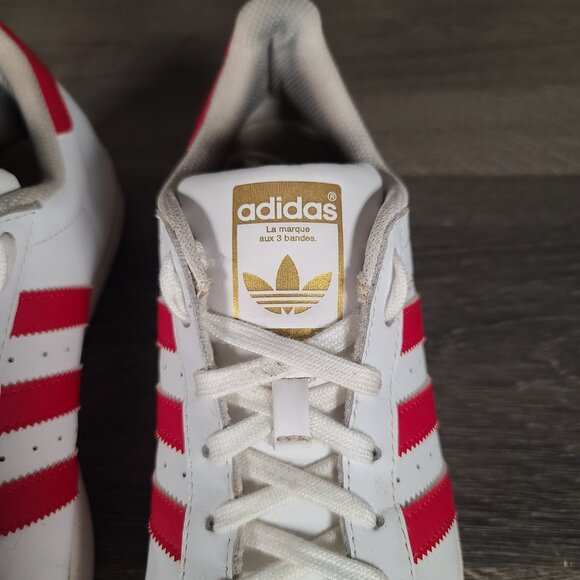 Adidas Superstar Men's Size 8.5 Shoes White Red Sneakers Shoes B27139 - Picture 5 of 12